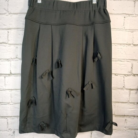 BITTE KAI RAND SKIRT, BLACK WITH BOW ACCENTS, PULL ON, SIZE MEDIUM?,WOMENS - Picture 2 of 8